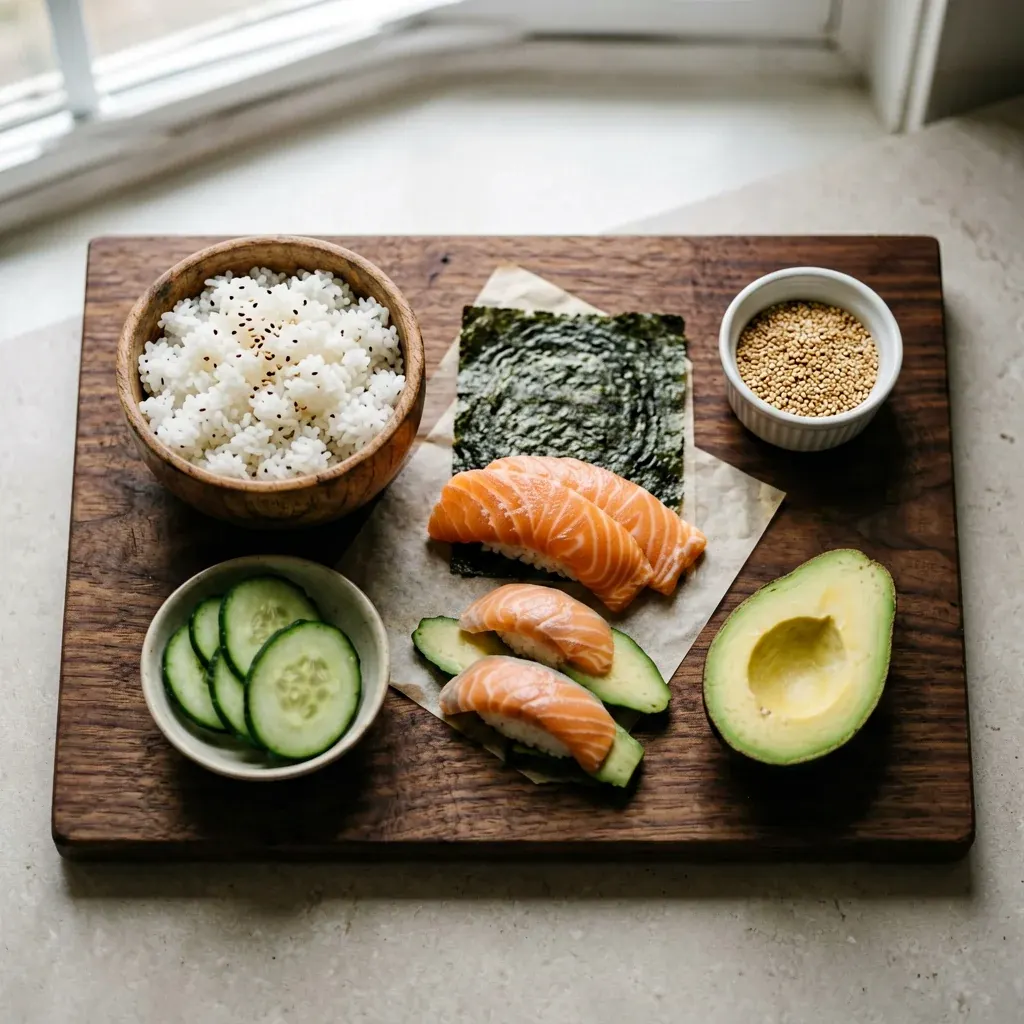 Ролл с лососем и трюфельным соусом — шаг 1