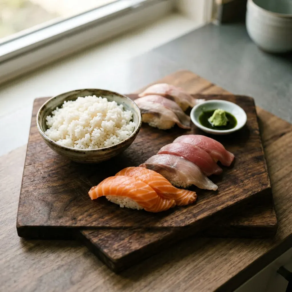 Нигири с икрой лосося гункан — шаг 1