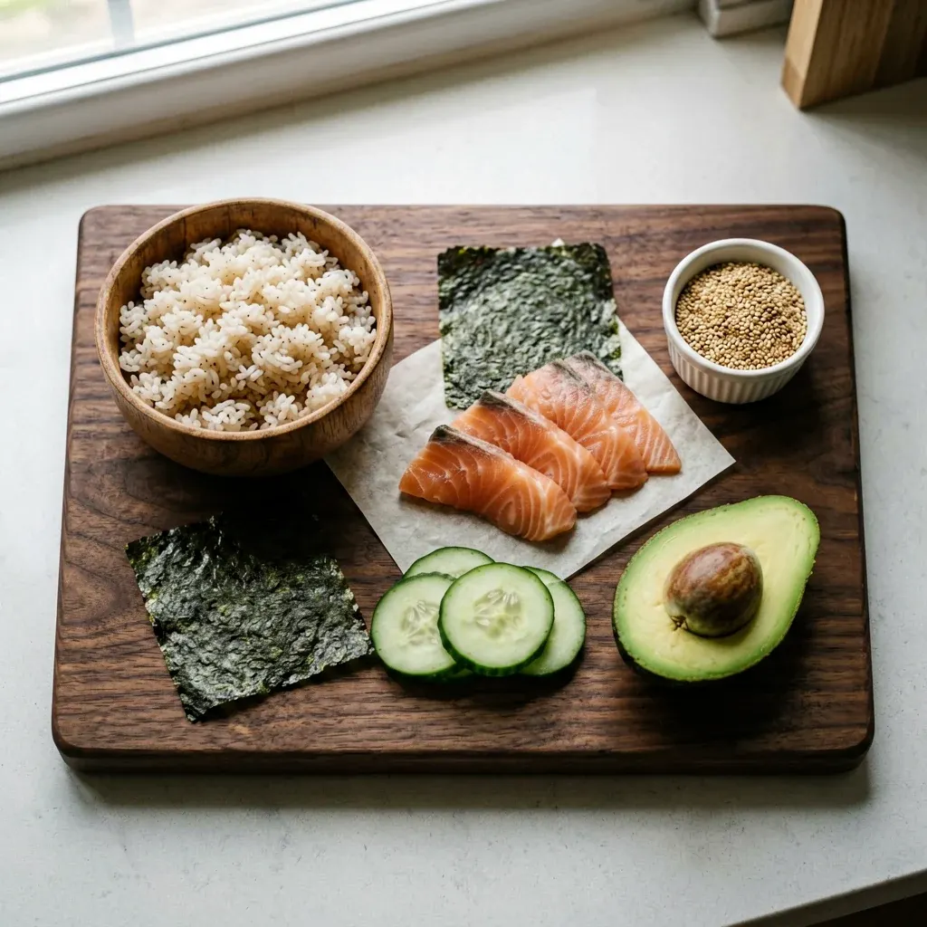 Тэмаки с лососем и салатом — шаг 1