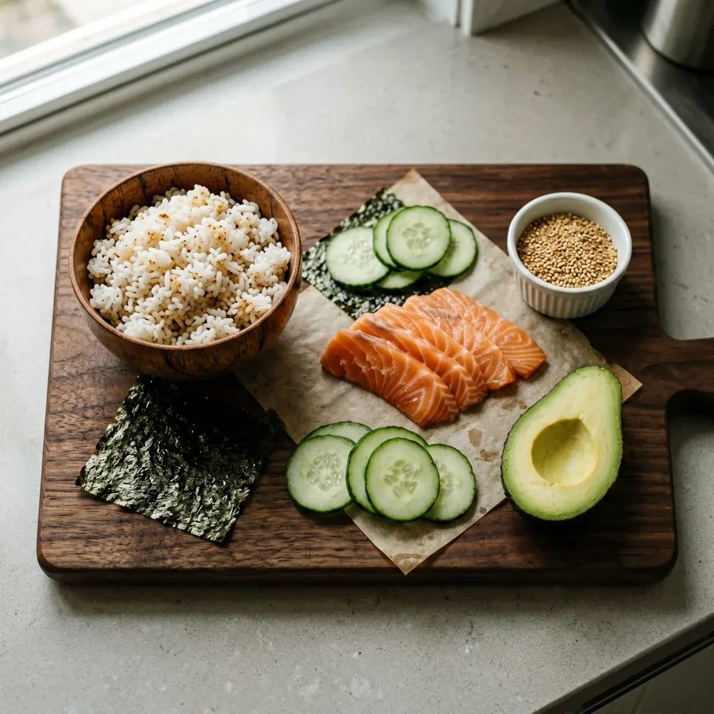 Сёгун с тунцом и икрой лосося — шаг 1