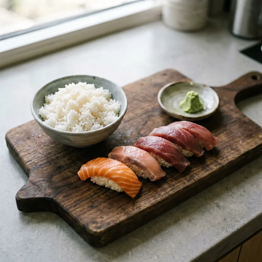 Нигири с лососем и сливочным сыром — шаг 1