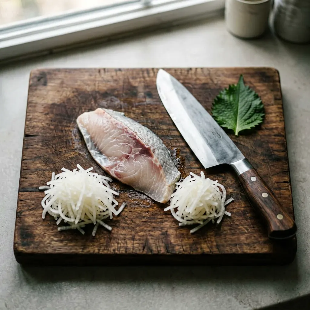 Сашими из камбалы хирамэ — шаг 1