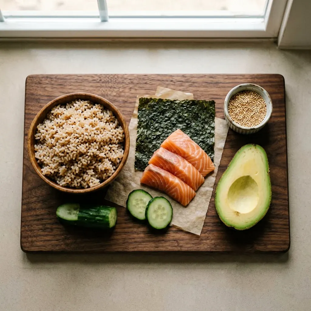 Запечённый ролл с лососем под сырной шапкой — шаг 1