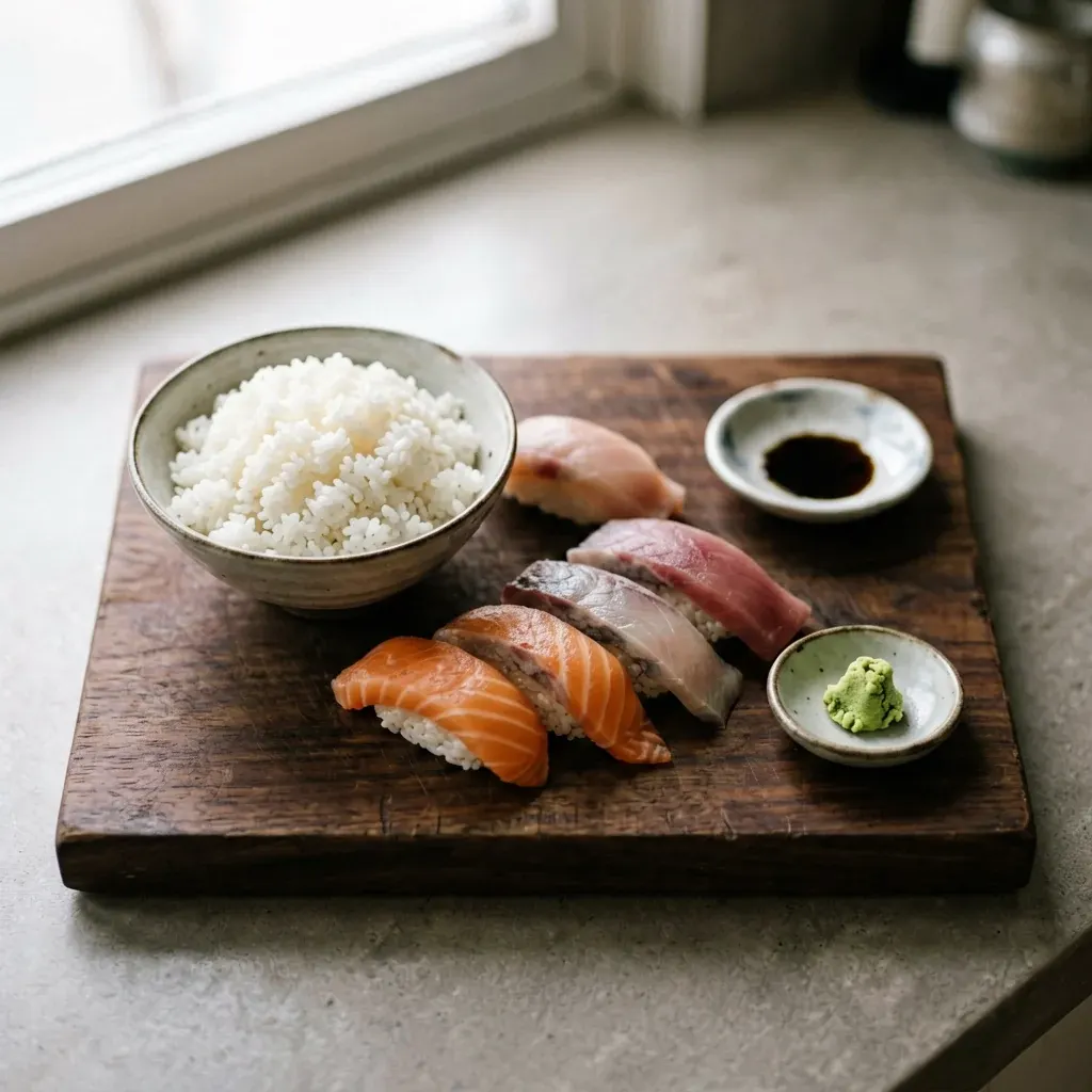 Нигири со спайси-лососем гункан — шаг 1