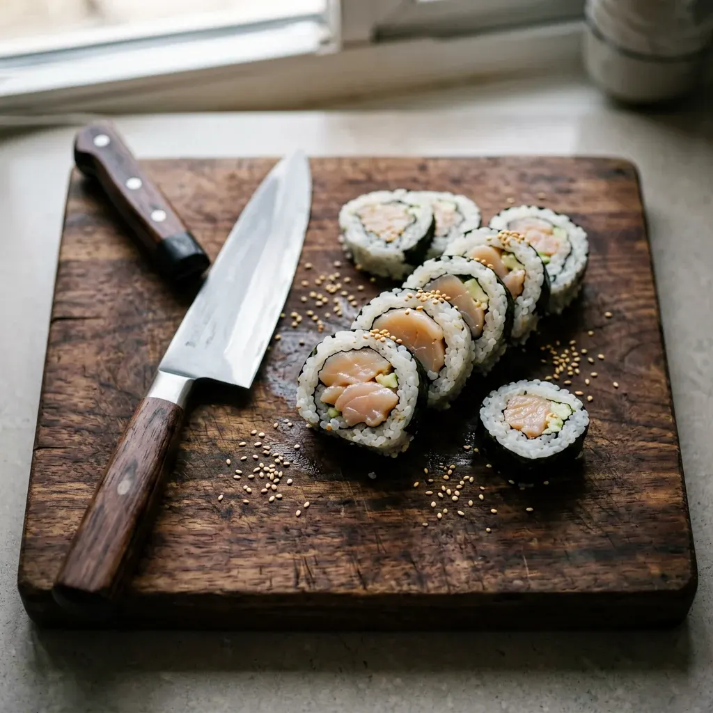 Ролл с гребешком и икрой летучей рыбы — шаг 3