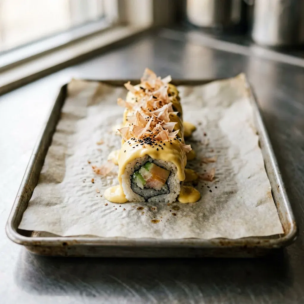 Запечённый ролл с лососем под сырной шапкой — шаг 4